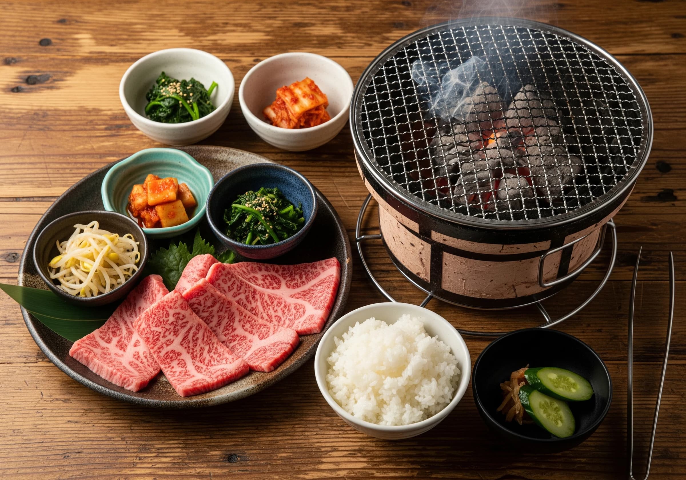 七輪で焼く前の肉とホルモンのセット